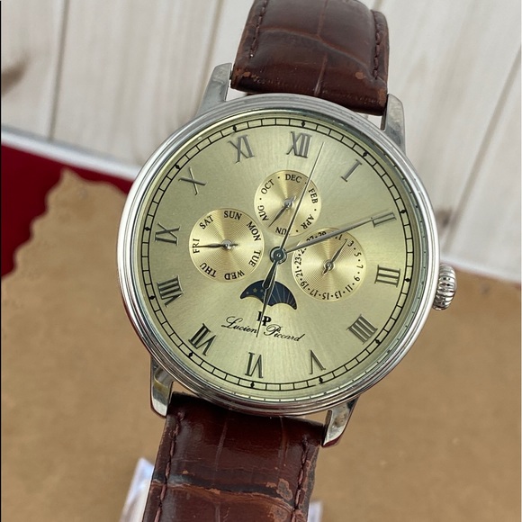 Lucien Piccard Chronograph Stainless Steel Moon Phase Watch - Picture 2 of 10